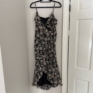 Express Elegant Black and Cream Floral Dress